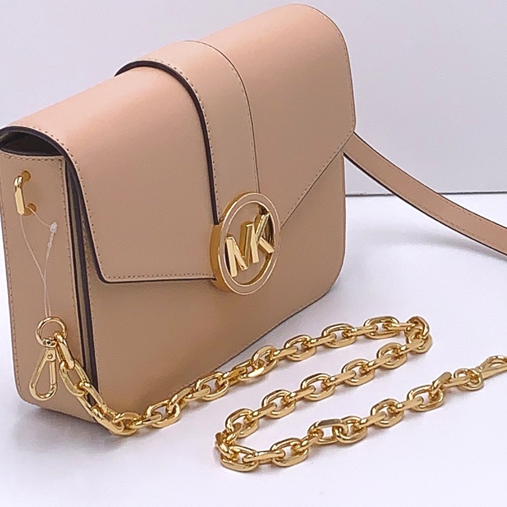 MICHAEL KORS CARMEN MEDIUM CONVERTIBLE SHOULDER BAG BUFF COLOR - Picture 6 of 16